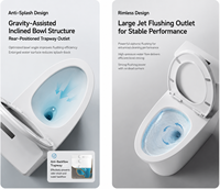 Ensemble WC monobloc moderne en céramique blanche avec siphon en S, fixation au sol, double chasse d'eau, design écologique