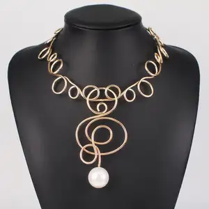 HANSIDON Punk Irregular Pearl Pendants Bib Choker Necklaces African Statement Necklace Collar Jewelry Findings Wholesale