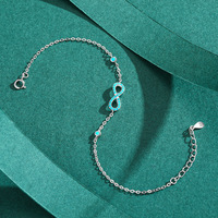 Bracelet en argent Sterling 925 pour femmes, symbole de l'infini, turquoise, délicat, réglable, bijoux pour femmes, cadeau pour dames modernes