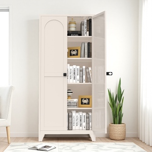 <span class=keywords><strong>Armoire</strong></span> de rangement moderne en métal blanc avec 5 étagères réglables, durable et écologique, pour chambre et salon, meubles de maison - Product Image 1