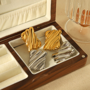 Geometric Drop <b>Earrings</b> 18k <b>Gold</b> Stainless Steel Studs And <b>Dangle</b> <b>Earrings</b> For Fashion Jewelry - Product Image 2