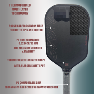 Paleta de Pickleball de Fibra de Carbono Cruda de Alto Rendimiento, Superficie Rugosa, Mango Largo, <span class=keywords><strong>Wilson</strong></span> Blaze Tour, Paleta de Pickleball de 16 mm - Product Image 3