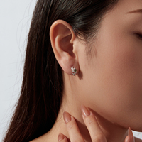 Nouveauté, boucles d'oreilles en argent S925 avec agate verte mousse, boucles d'oreilles créoles en pierre CZ, hypoallergéniques, cadeau d'anniversaire BSE1314