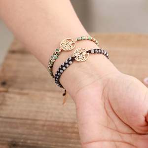 Pulsera Trenzada Acero Inoxidable Hecha a Mano Cuentas Piedra Natural Shoushan Yoga Ajustable Boho <b>Regalo</b> Mujer Resistente - Product Image 3