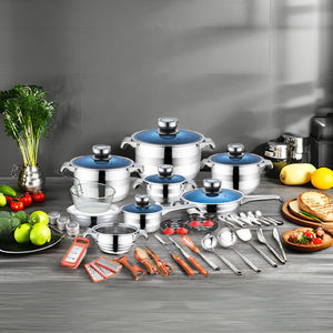 Классический набор кухонной посуды из нержавеющей стали с широким краем антипригарная Стеклянная и металлическая посуда для домашнего приготовления - Product Image 1