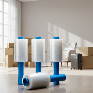 Film <span class=keywords><strong>plastique</strong></span> pour palettes de qualité industrielle, largeur 3-10 cm, avec poignée, souplesse moyenne, pour l'emballage, le conditionnement et l'expédition des produits alimentaires - Product Image 4