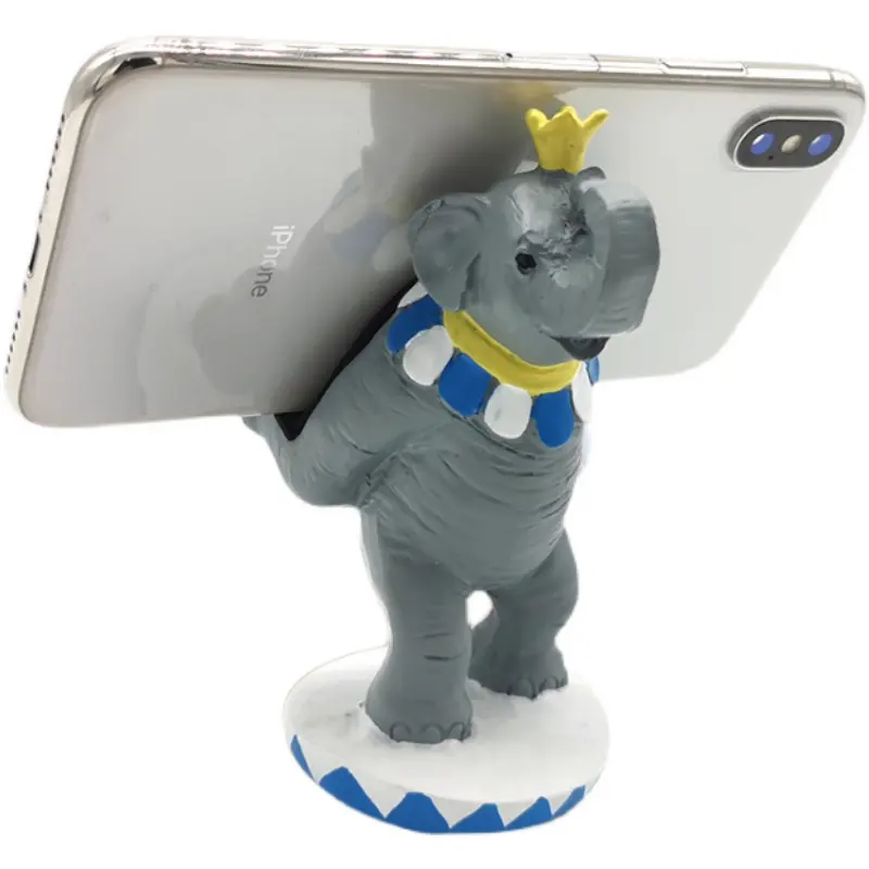 Reçine fil cep telefon standı tutucu şarj cihazı esnek sevimli gri karikatür fil masaüstü cep telefon tutucular
