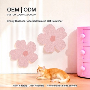 <span class=keywords><strong>Griffoir</strong></span> pour <span class=keywords><strong>chat</strong></span> mural adhésif en carton ondulé, design moderne et créatif, double usage, en forme de fleur de cerisier, coloré et <span class=keywords><strong>plat</strong></span> - Product Image 1