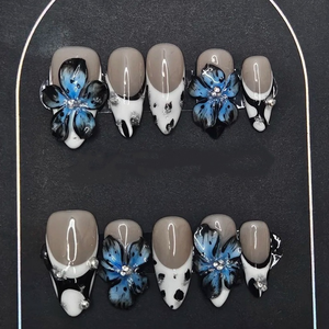 <span class=keywords><strong>Uñas</strong></span> Acrílicas de Lujo con Diseño de Almendra y Flores 3D para Novias, <span class=keywords><strong>Uñas</strong></span> Artificiales con Logotipo Personalizado, Venta al por Mayor - Product Image 4