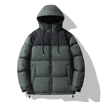 Veste d'hiver pour hommes à capuche épaisse rembourrée manteau à bulles col montant Patchwork Design Street Wear teint manteau d'hiver bouffant
