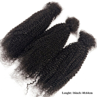 Cheveux humains 100% vierges Remy cambodgiens Afro Kinky Bulk 16 pouces 50g 4c bouclés crépus pour extensions mini-tresses/dreadlocks/tresses/locs
