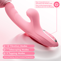 4-in-1 Stoßender G-Punkt-Vibrator mit Klitoris-Stimulation und Heizfunktion, 10 Geschwindigkeiten, IPX6 Wasserdicht, USB-Aufladbar, Silikon-Erwachsenen-Sexspielzeug