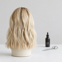 Perruque Lace Frontale Blond Cendré Ondulée Cheveux Humains Raie Latérale Naturelle Ondulations Souples Pré-Pluckées Ligne de Cheveux Pré-Plumée Bonnet Sans Colle Personnalisable