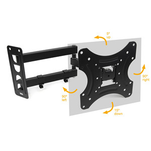 Supporto da Parete per TV EMUCA 14-42 Pollici in Acciaio Nero con Inclinazione e Rotazione MAX VESA 75x75-400x400mm fino a 32kg Italia - Product Image 2