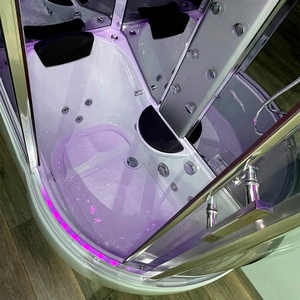 Cabine de douche vapeur avec <span class=keywords><strong>baignoire</strong></span>, <span class=keywords><strong>baignoire</strong></span> de massage en acrylique, commande par ordinateur, éclairage LED, verre trempé, générateur 3KW, 1700x900x2200mm - Product Image 2