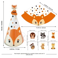 Chapeaux d'anniversaire en papier sur le thème des animaux de la jungle pour enfants, motif dessin animé Lion Tigre, lot de 6