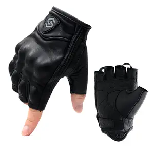 Venta al por mayor la mitad de la motocicleta guantes negro-Guantes de protección de medio dedo para hombre y Mujer, protección para Moto, color negro