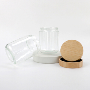 Luxury Transparent Glass Jar Candy <b>Container</b> Empty 500ml Jars for Food Packaging with Bamboo Screw Cap - Product Image 1