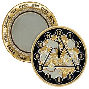 Medaglione AA Coin Sobriety Placcato Oro 24k, Tema Meccanico 3D, Regalo di Recupero per Uomini e Donne, Rotondo in Metallo da 34mm - Product Image 1