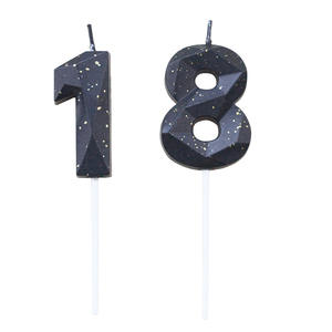 11cm * 3,5 cm Color negro con número de punto dorado 0-9 velas de cumpleaños decoración de pasteles para aniversario favores de fiesta de boda - Product Image 1