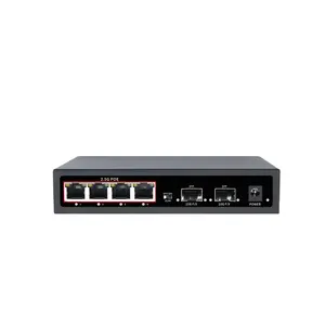 Support VLAN KuWFi 2*10G SFP port high speed unmanaged switches indoor pocket 4 Ports 2.5G poe switch with LED Indicator light