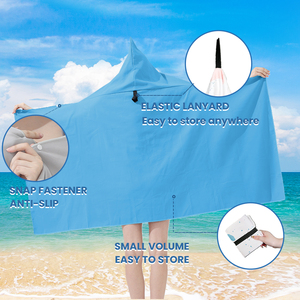 Модное быстросохнущее полотенце-пончо 2026 года с капюшоном и пуговицами для плавания и пляжа - Product Image 4