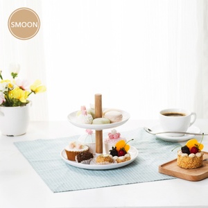 Decorative Household 2 Layers <b>Rotating</b> Jewelry Cake Fruits <b>Display</b> Serving Tray <b>Standing</b> Table Top Rack for Living Room - Product Image 1