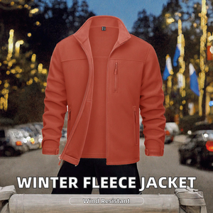 Men's Custom Logo Casual Fleece Bomber <b>Jacket</b> Stand Collar Zipper Closure <b>Waterproof</b> Winter Outdoor Warm Tactical <b>Jacket</b> - Product Image 2