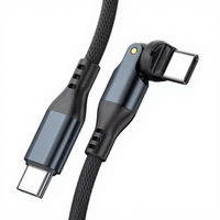 Câble de charge et de transfert de données flexible à tête rotative 540° Type C vers USB-C 240W 5A pour téléphones mobiles et ordinateurs portables