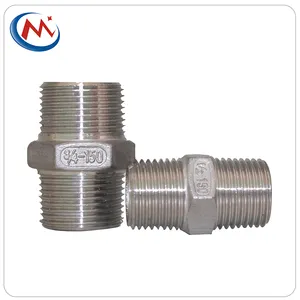 Stainless Steel Hxagon Nipple BS NPT Thread Inner Connector RHN Pipe Fittings Wholesale