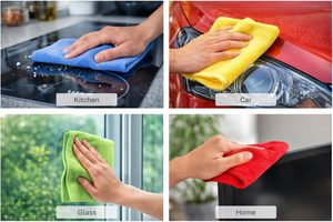 Vente en gros de serviettes en microfibre carrées VANTUR, chiffons de nettoyage pour lavage de voiture, non abrasifs, réutilisables, lavables, écologiques - Product Image 5