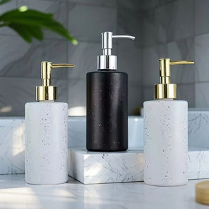 Botella <span class=keywords><strong>de</strong></span> Vidrio <span class=keywords><strong>de</strong></span> Lujo Popular en Blanco y Negro <span class=keywords><strong>de</strong></span> 350 ml para Gel <span class=keywords><strong>de</strong></span> <span class=keywords><strong>Ducha</strong></span>, Acondicionador para el Cabello, Champú, Desinfectante <span class=keywords><strong>de</strong></span> Manos con Bomba Dosificadora Dorada o Plateada - Product Image 2