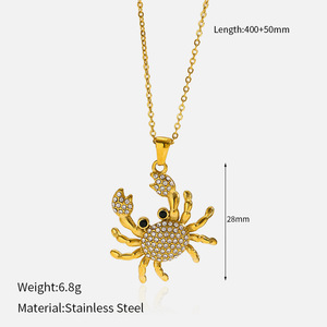 Gold Plated Stainless Steel <strong>Crab</strong> Pendant Necklace for Women's Fashion <strong>Jewelry</strong> N363 - Product Image 6