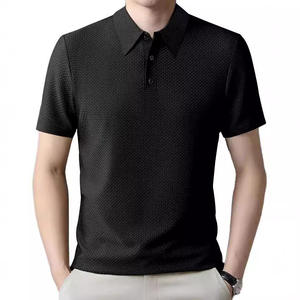 Polo à manches courtes pour homme, noir, en polyester, style décontracté, été 2026, style européen, DF-43, pour le commerce transfrontalier - Product Image 1