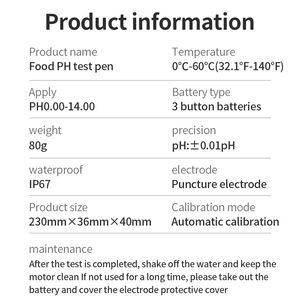 Nieuw Ontwerp YY-1030 Digitaal Display Elektronische Draagbare Ph Meter Baby Complementair Voedsel Ph Tester Kaas Cosmetica Ph Tester - Product Image 3