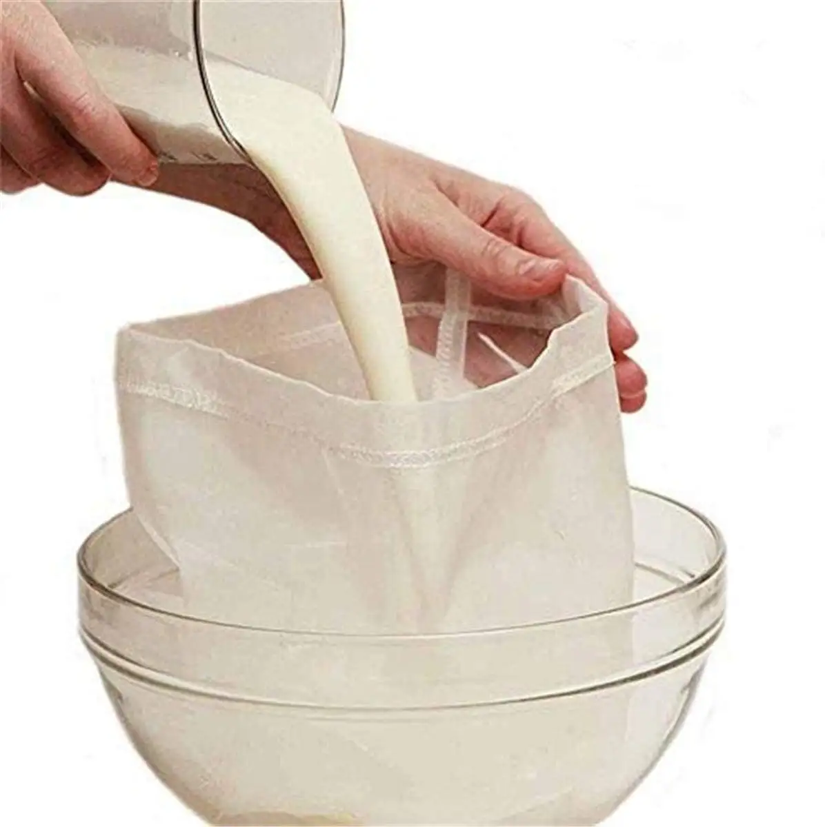 Saco de filtro reusável de nylon/algodão orgânico/malha de cânhamo para leite e nozes para filtro de alimentos multiuso
