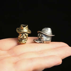 Smoking Duck Detective EDC Brass Metal Fidget Spinner Cartoon Animal Beads DIY Woven Umbrella Rope Lanyard Accessories - Product Image 4