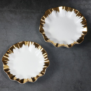 <span class=keywords><strong>Assiette</strong></span> de présentation en céramique dorée de luxe de haute qualité avec un design <span class=keywords><strong>moderne</strong></span>, origine Fujian, adaptée aux mariages, aux fêtes et aux hôtels - Product Image 3