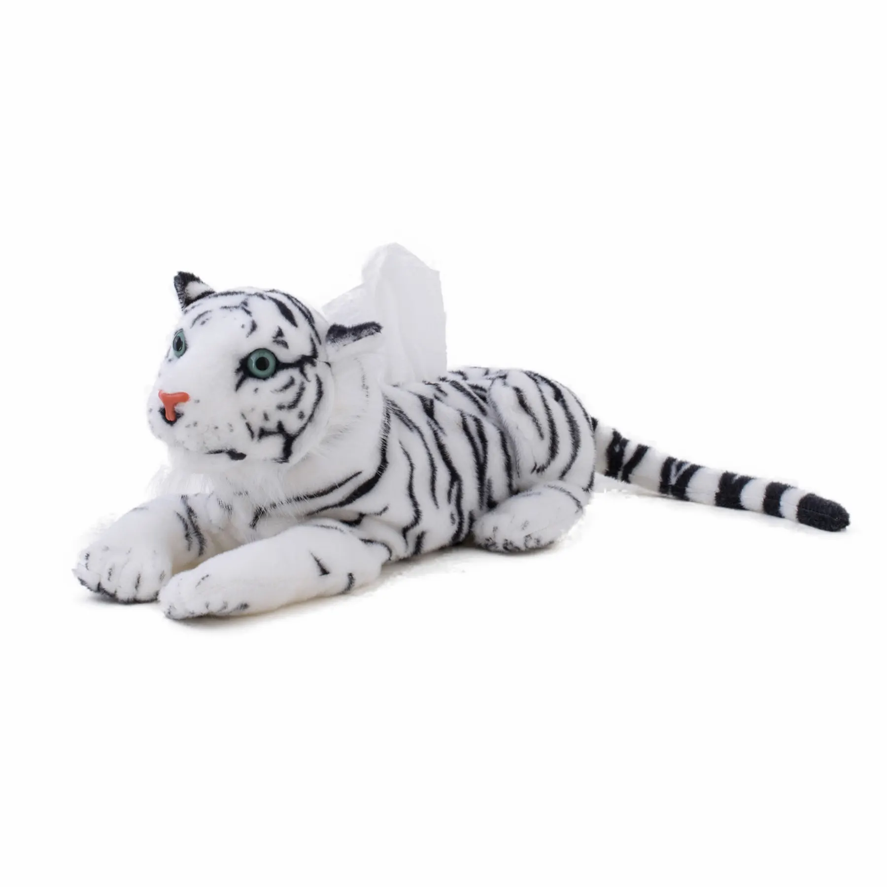 10'' Tiger Plush Animal Realistic Big White Tiger Hairy Soft Stuffed Toy Pillow 