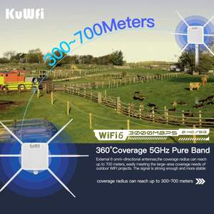 Point d'accès extérieur KuWFi industriel Wi-Fi 6 haute puissance 3000 Mbps avec gestion à distance, répéteur maillé <span class=keywords><strong>longue</strong></span> <span class=keywords><strong>portée</strong></span> IP67 pour écoles - Product Image 2