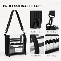 Sac cosmétique transparent personnalisé, organiseur professionnel en PVC pour maquilleurs, Cosmetiquera avec bandoulière amovible
