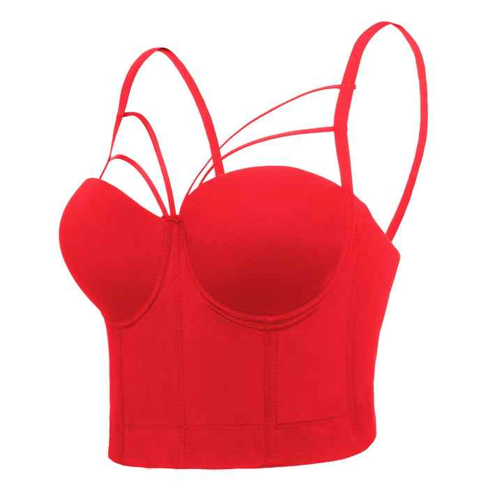 red bustier crop top