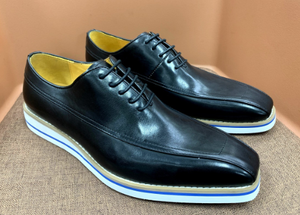 Chaussures Oxford en cuir véritable pour homme, fabriquées à la main, haut de gamme, bout carré, style décontracté, pour usage quotidien, affaires, fêtes et occasions spéciales - Product Image 6