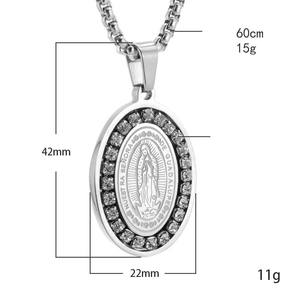 Оптовая продажа на заказ золотое ожерелье из нержавеющей стали Религиозные ювелирные изделия с бриллиантами вокруг для женщин Длинная цепочка - Product Image 3
