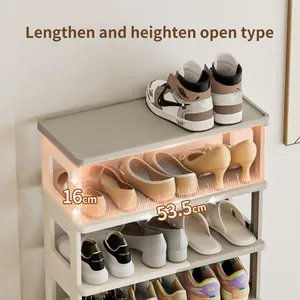 HAIXIN 업그레이드 쉬운 설치 신발장 주최자 플라스틱 접이식 공간 절약 신발 스탠드 확장 에디션