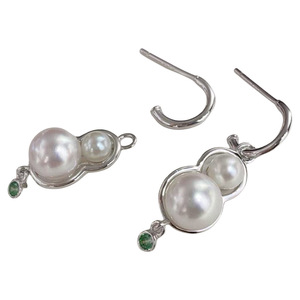 Accessoires en perles DIY 22567, argent S925, support vide pour boucles d'oreilles, double perle, bijoux en or 18 carats, clip d'oreille avec perles de 5 à 8 mm - Product Image 5