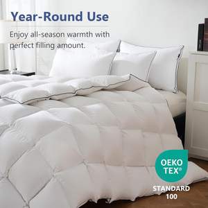 OEKO OCS Kassettensteppung Gänsedaunen- und Federdecke aus 100% Bio-Baumwolle, King-Size, Mittlerer Wärmegrad, Ganzjahres-Bettdecke - Product Image 2