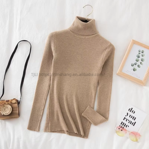 Suéter de Punto de Cuello Alto para Mujer, Otoño/Invierno, Manga Larga, Color Sólido, Capa Base, a la Moda - Product Image 1