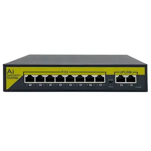 CCTV 48V PoE Ai smart network switch 8 port 10/100Mbps IEEE 802.3 af/at PoE Switch with 2* RJ45 10/100/1000Mbps uplink