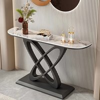 Console d'entrée moderne de style italien contemporain en métal avec plateau en ardoise, design mural de luxe pour salon